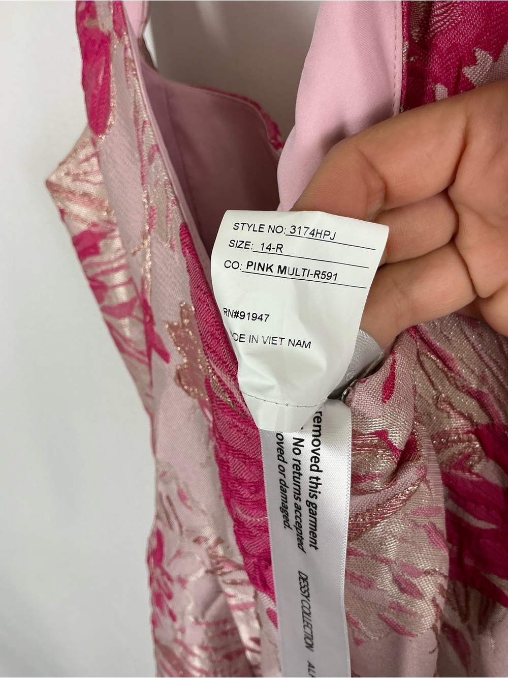 Dessy Collection Hibiscus Pink Floral Jacquard Maxi Dress - Picture 5 of 6